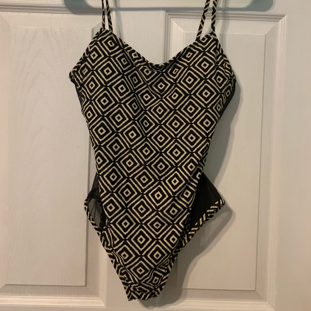 Black mesh one piece